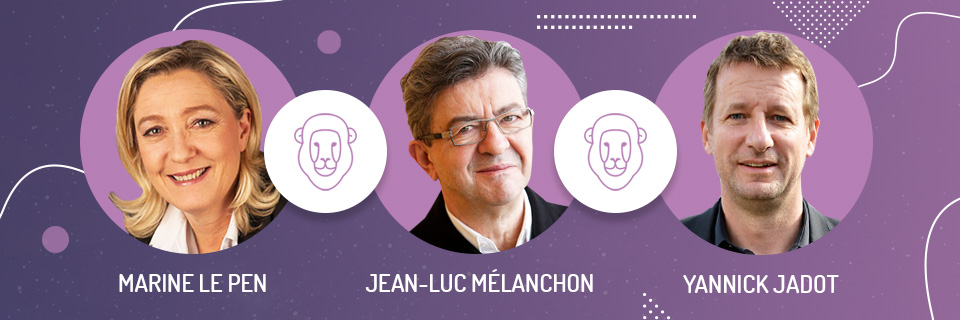 Marine Le Pen, Jean-Luc Mélanchon, Yannick Jadot